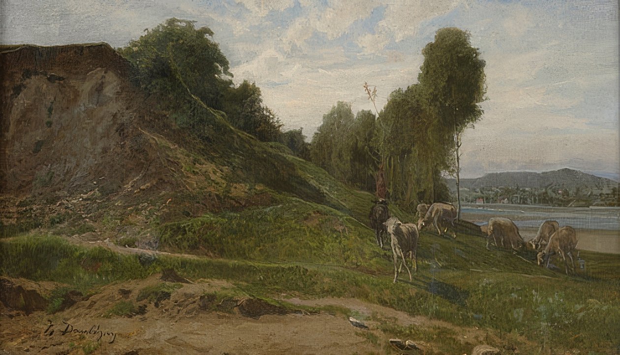 与羊的风景。约于1855年 作者 查尔斯·弗朗索瓦·杜比尼