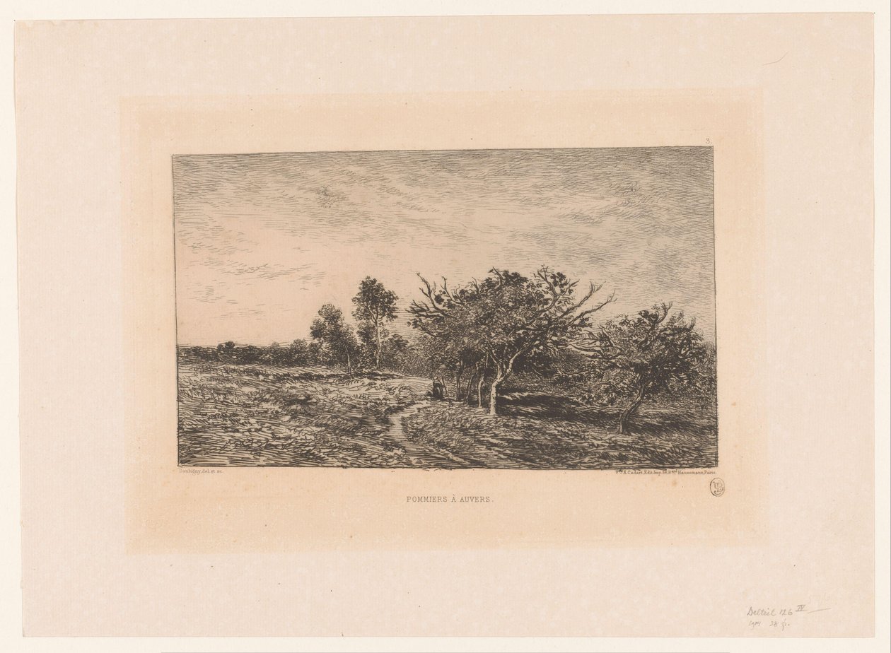苹果树景观
Pommiers à Auvers.(物品上的标题） 作者 查尔斯·弗朗索瓦·杜比尼
