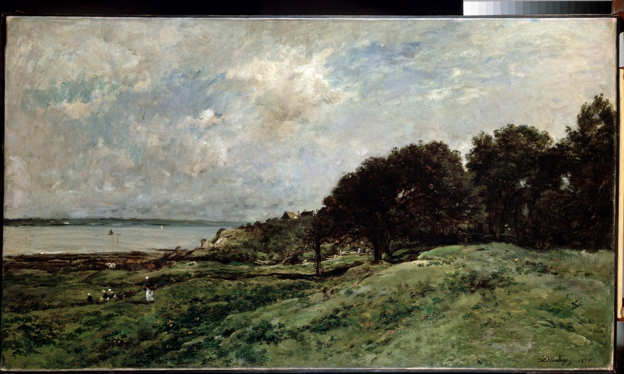 "Paysage marin pres de Villerville dans le Calvados"（《Villerville 附近的海滨》），Charles Francois Daubigny（1817-1878 年）创作，1875 年 85x149 厘米 圣彼得堡艾尔米塔什博物馆（圣彼得堡） 作者 查尔斯·弗朗索瓦·杜比尼