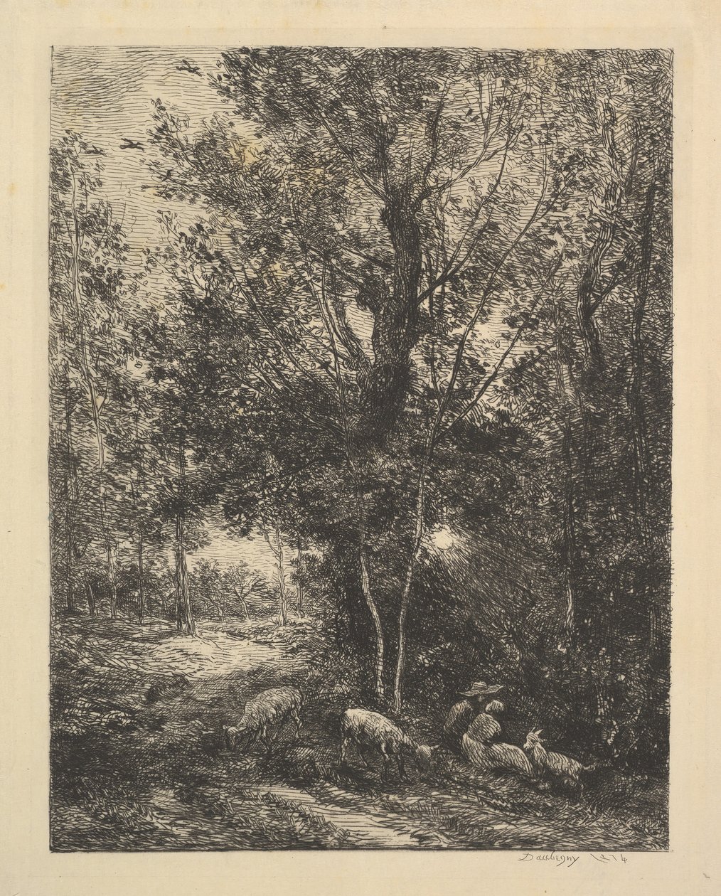 牧羊人和牧羊女，1874年。 作者 查尔斯·弗朗索瓦·杜比尼