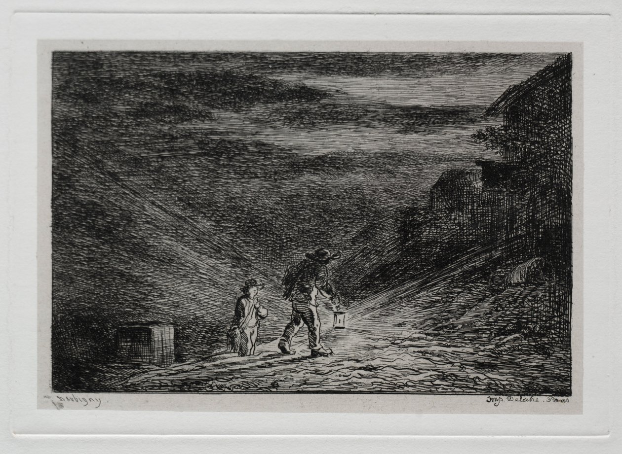 乘船游览：寻找旅馆，1861年。 作者 查尔斯·弗朗索瓦·杜比尼
