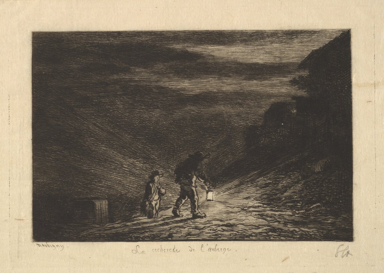 《寻找旅馆》，1861年。 作者 查尔斯·弗朗索瓦·杜比尼