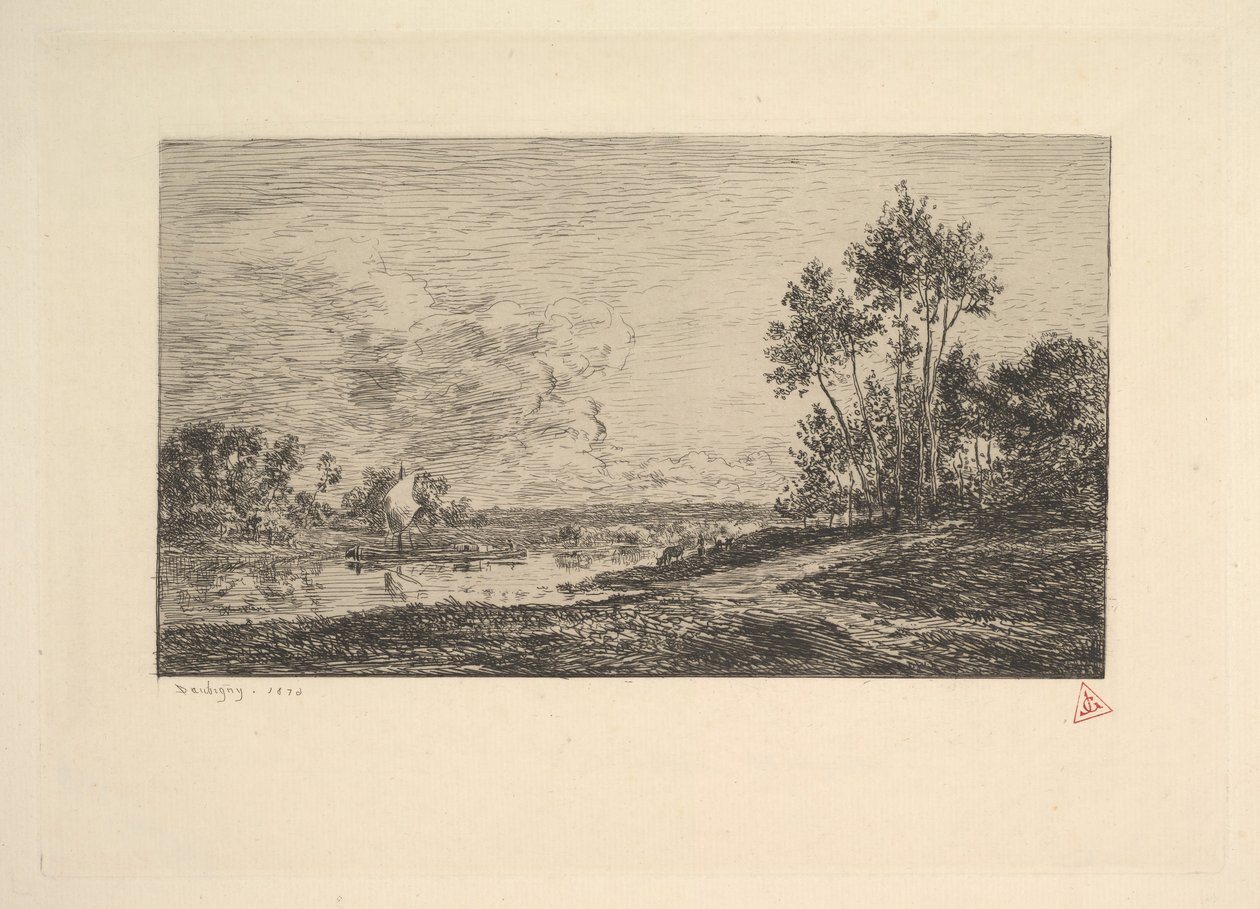 莫林港塞纳河，1870年。 作者 查尔斯·弗朗索瓦·杜比尼