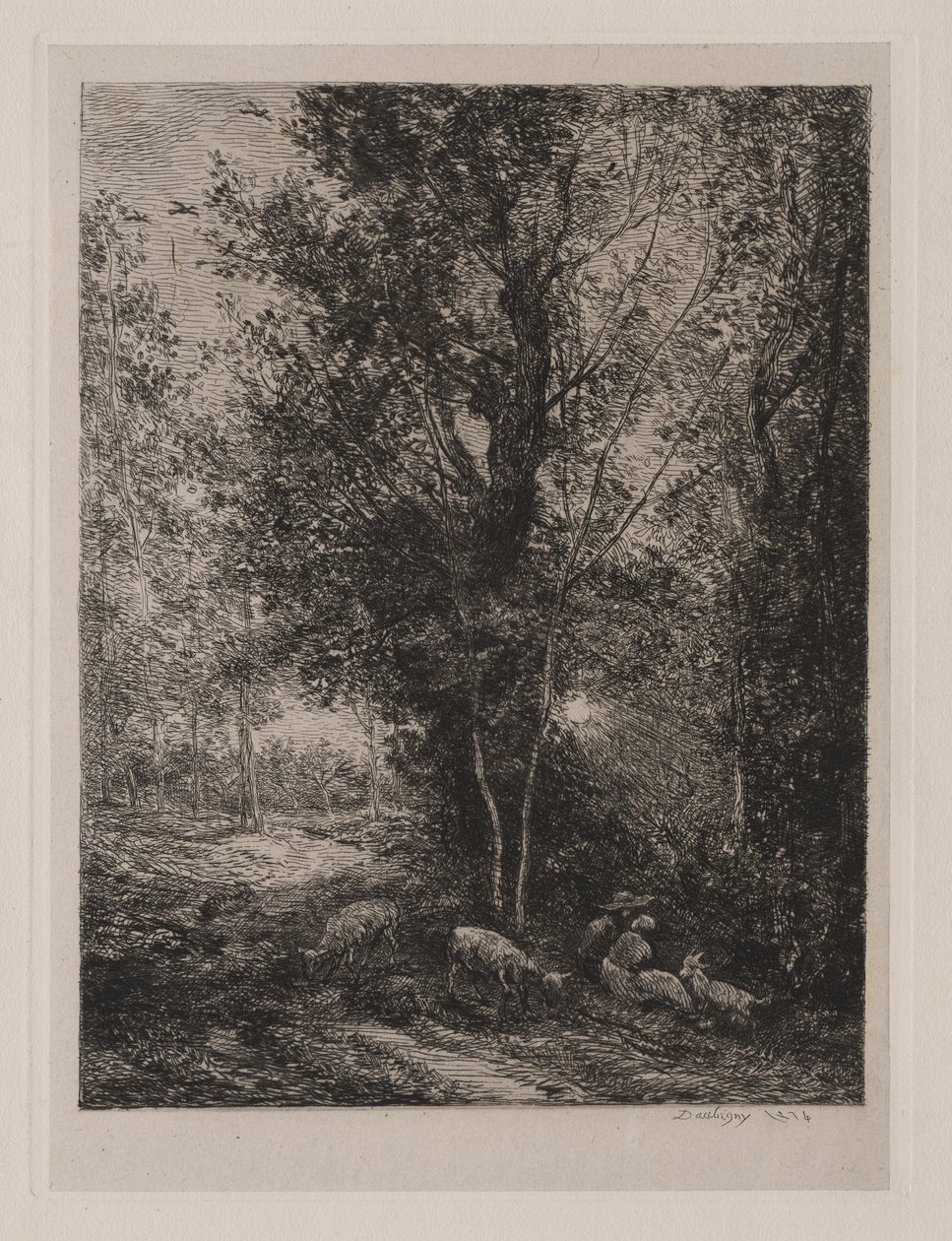 牧羊人和牧羊女，1874年。 作者 查尔斯·弗朗索瓦·杜比尼