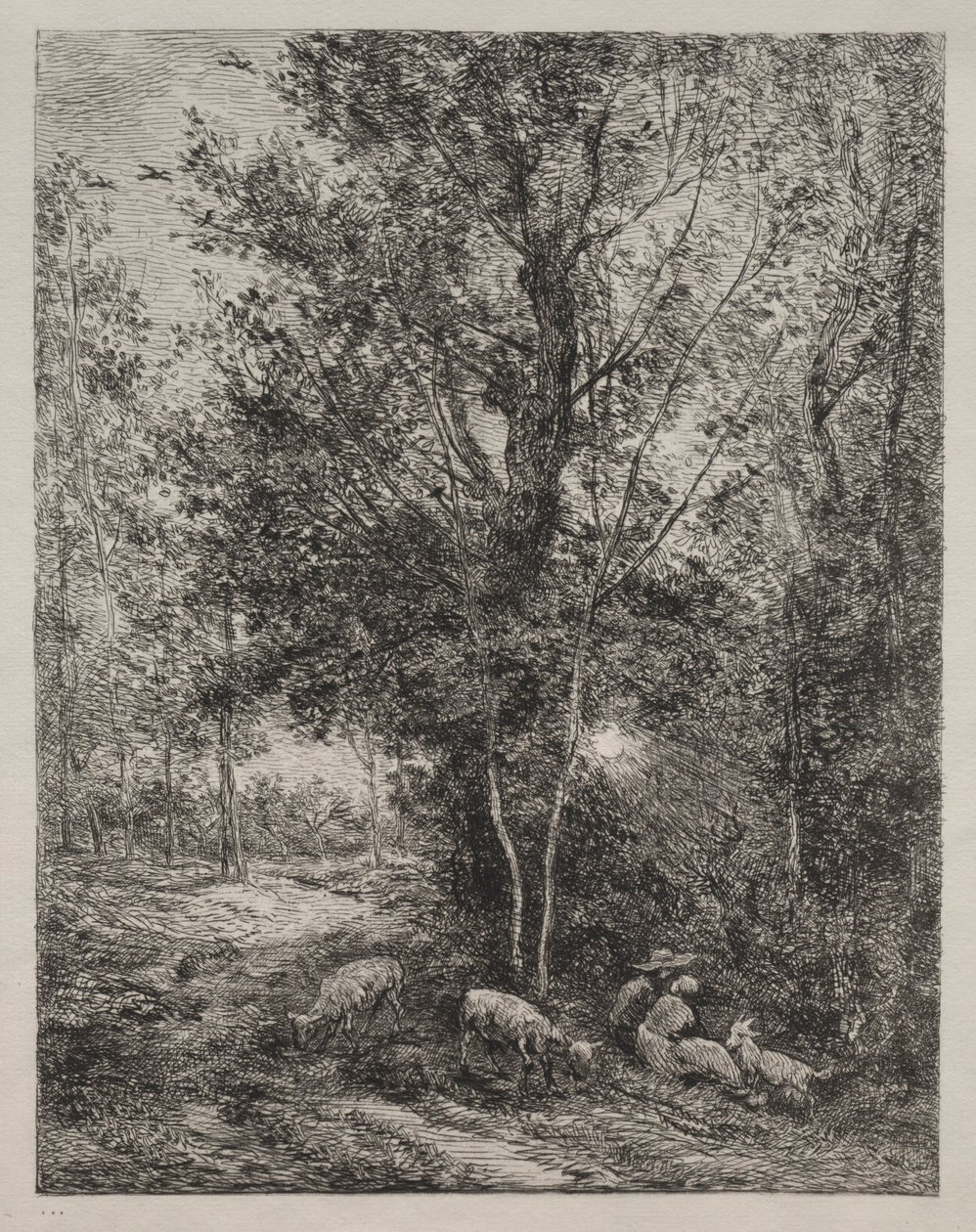 牧羊人和牧羊女，1874年。 作者 查尔斯·弗朗索瓦·杜比尼