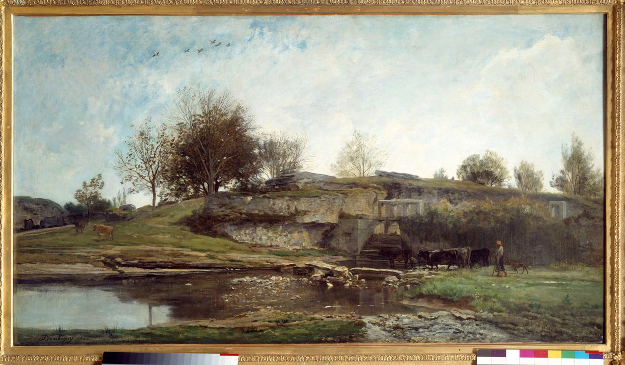 Veu de l“ ecluse d” Optevoz绘画，查尔斯·弗朗索瓦·道宾尼 作者 查尔斯·弗朗索瓦·杜比尼