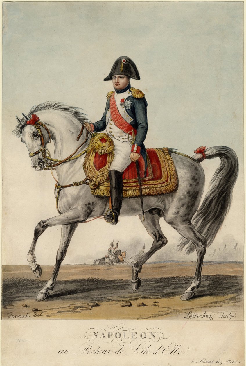 拿破仑从厄尔巴岛归来 - Levachez, Charles Francois Gabriel (活跃于1760-1820年) - 1815 - 石版画，水彩画 - 38,3x25,3 - 私人收藏 作者 查尔斯·弗朗索瓦·加布里埃尔·列瓦切兹