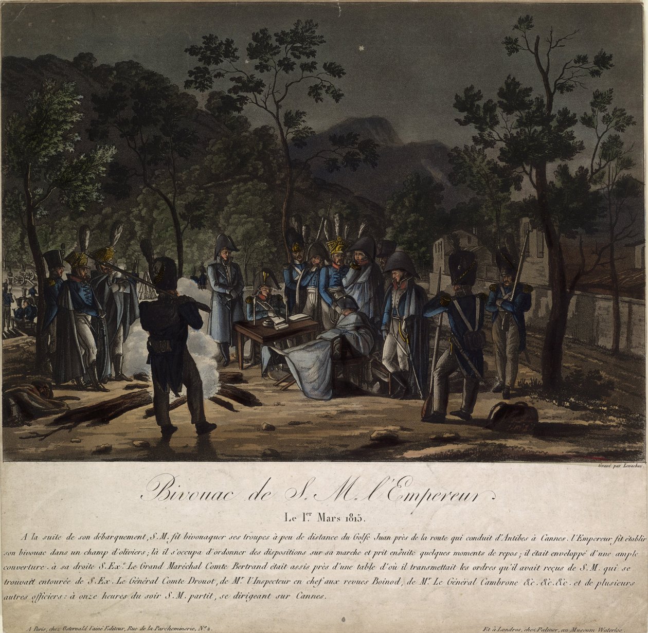 拿破仑从厄尔巴岛归来。 1815年3月1日，拿破仑（Naponlons）在Golfe-Juan举行，1815年 作者 查尔斯·弗朗索瓦·加布里埃尔·列瓦切兹
