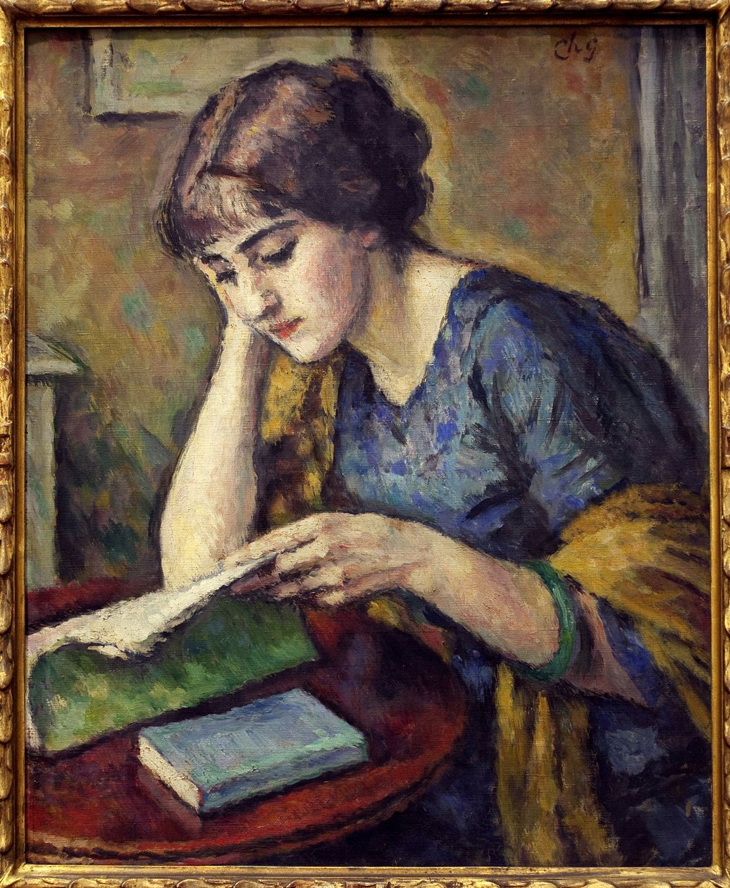 读。 Charles Guerin (1875-1939) 作画，布面油画 作者 查尔斯·盖林