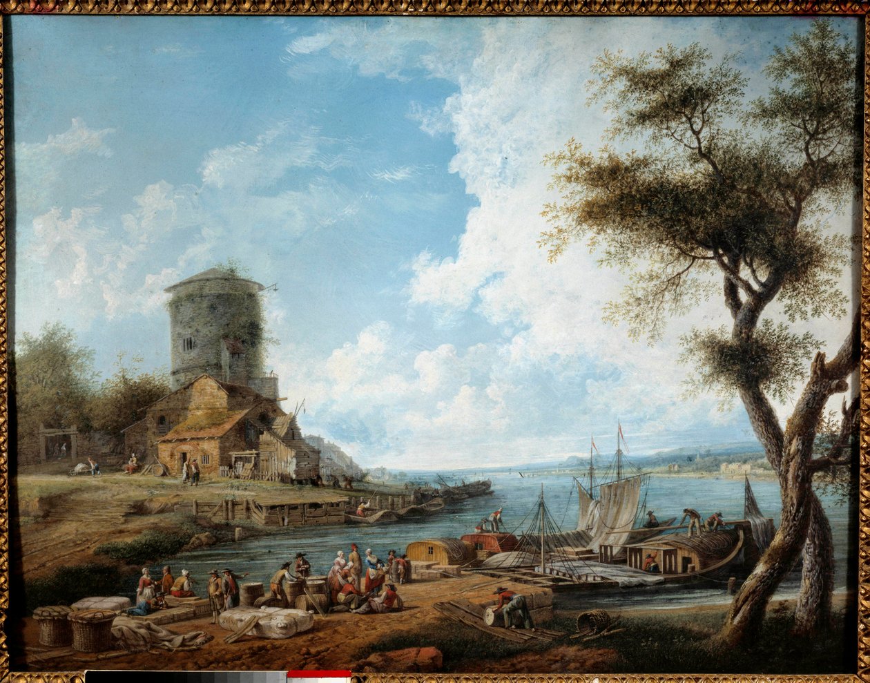 18 世纪的摩泽尔河。 查尔斯·尼瓦尔 (Charles Nivard) 的绘画 (1739-1821) 作者 查尔斯·弗朗索瓦·尼瓦尔德