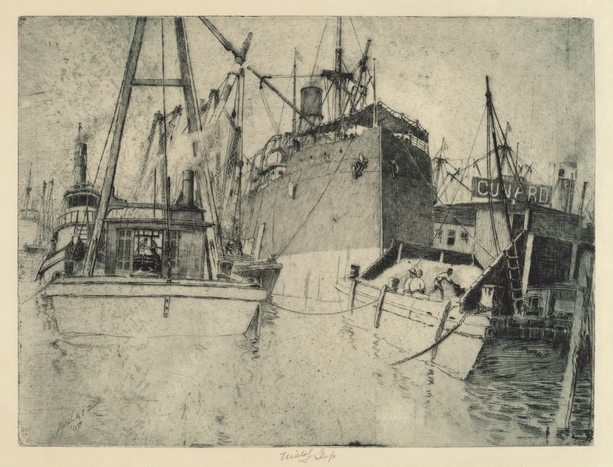 切尔西码头，装船，1907年。 作者 查尔斯·弗雷德里克·威廉·梅拉茨