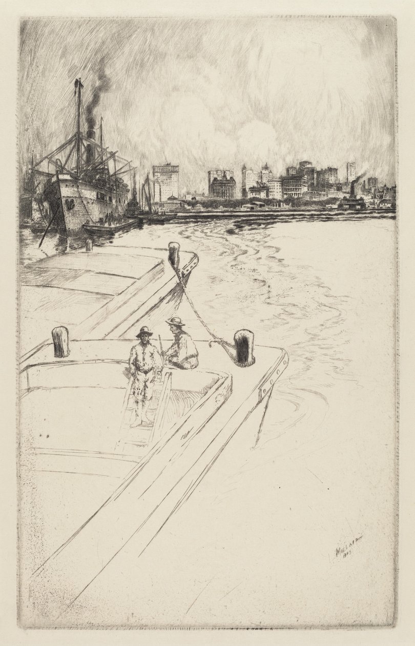 从港湾看纽约，1905年。 作者 查尔斯·弗雷德里克·威廉·梅拉茨