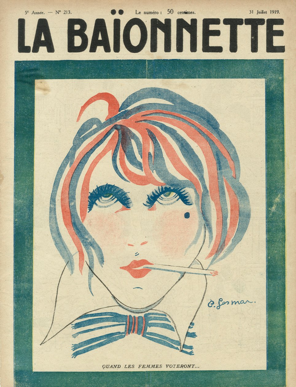 7 月 31 日《La Baionnette》报封面 作者 查尔斯·格斯玛
