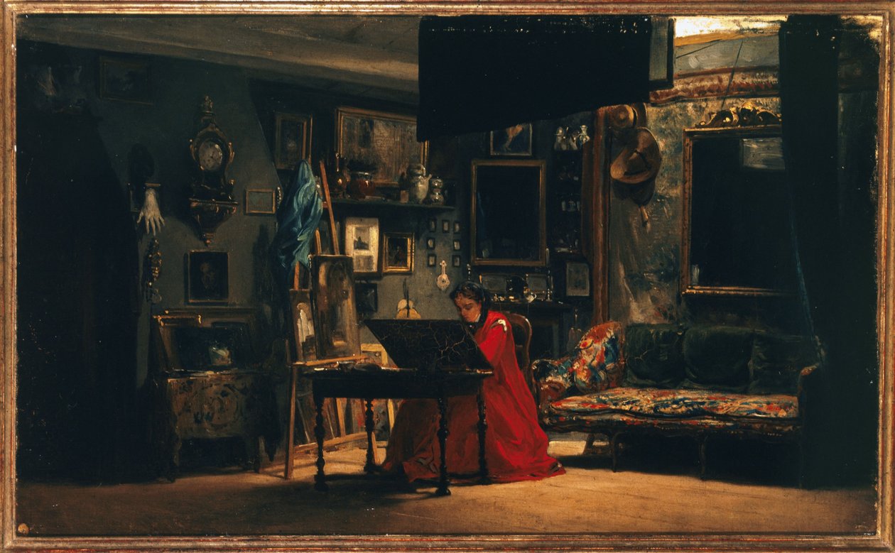 玛蒂尔德公主（1820-1904 年）在她的工作室，库塞尔街，约 1860 年（布面油画） 作者 查尔斯·吉罗