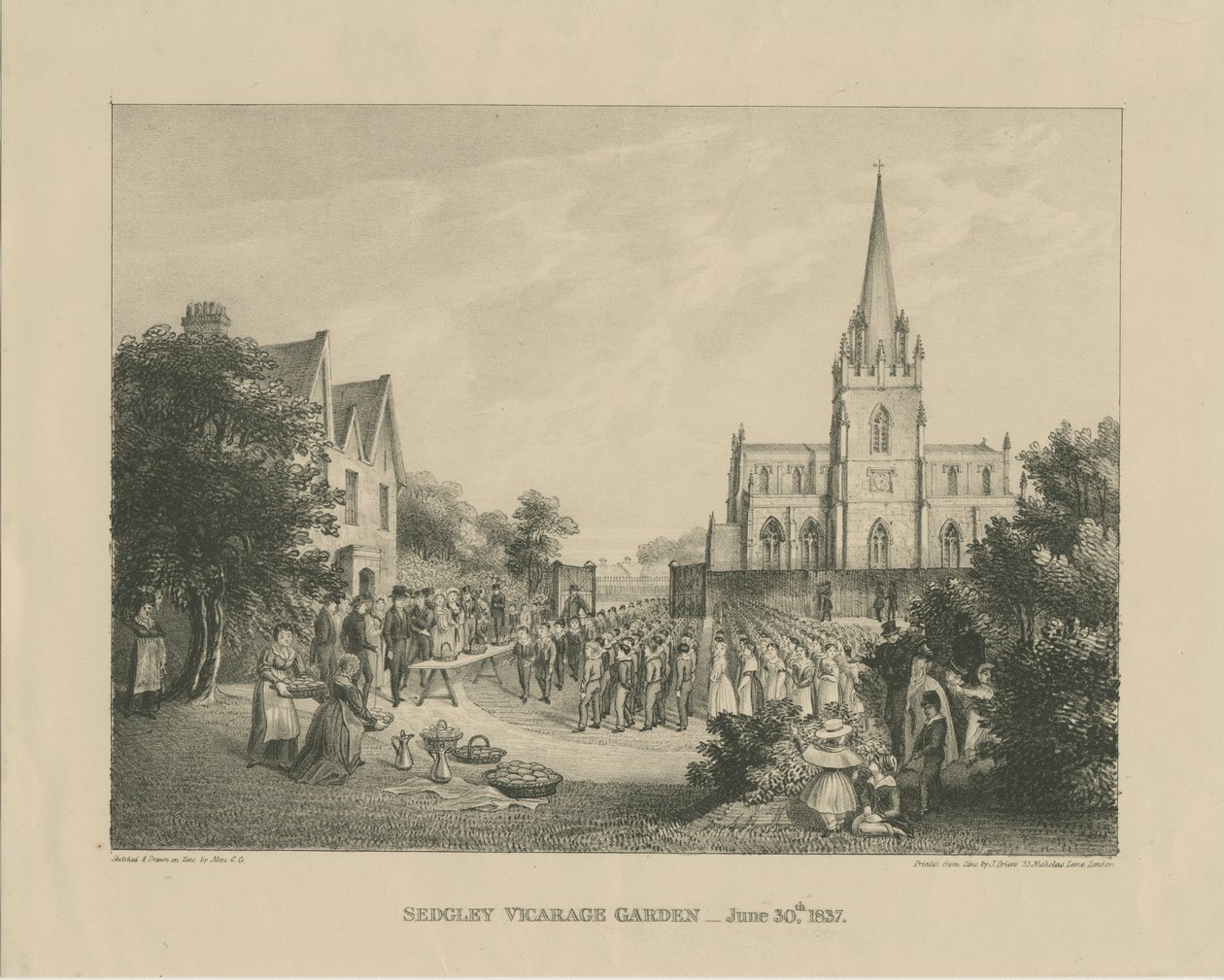 塞奇利（Sedgley）-牧师花园：锌制印刷，1837年6月30日 作者 查尔斯·吉德斯通