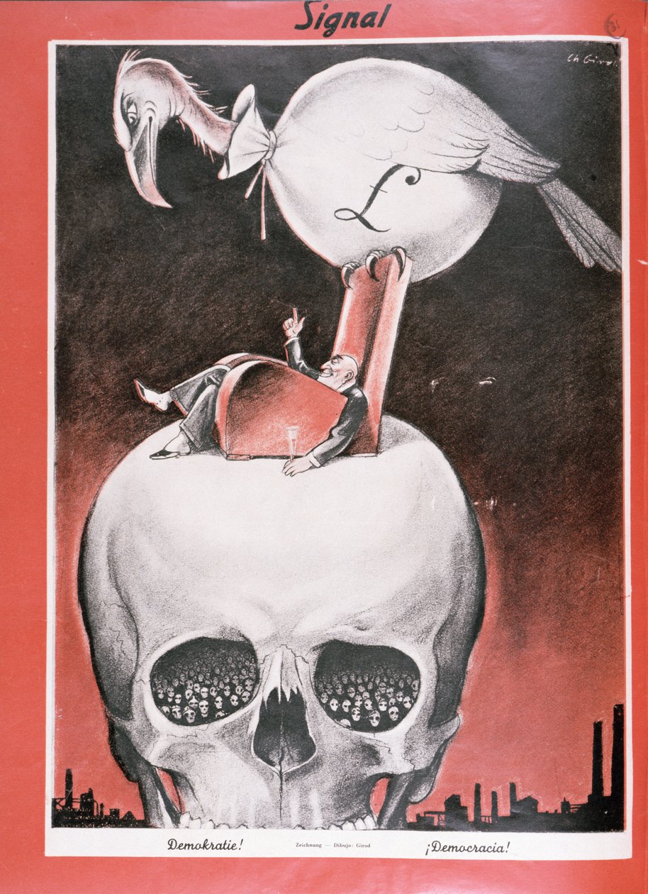 民主！"，选自《信号》杂志，第 5 期，1941 年 3 月第一版（石印版） 作者 查尔斯·吉罗德