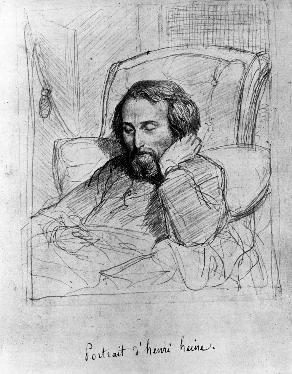 海因里希·海涅（Heinrich Heine，1797-1856），德国作家。 查尔斯·格莱尔 (Charles Gleyre) 的绘画。 作者 查尔斯·格莱尔