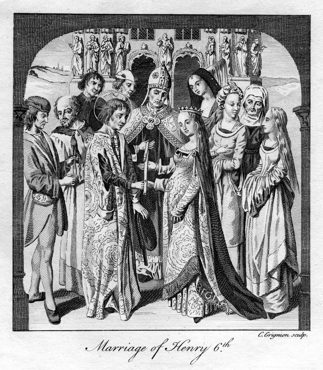亨利六世（Henry VI）的婚姻，1845年，1445年。 作者 查尔斯·格里尼翁