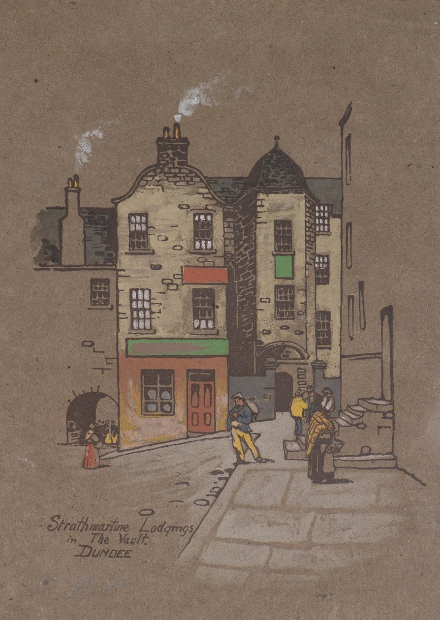Strathmartine Lodgings，in the Vault，邓迪（手绘彩色印刷品） 作者 查尔斯·古斯塔夫·路易斯·菲利普斯