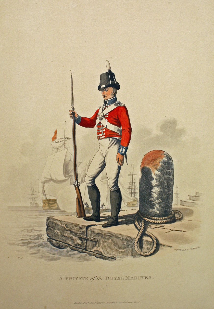 皇家海军陆战队的私人，由Joseph Constantine Stadler雕刻，1815年出版（aquatint） 作者 查尔斯·汉密尔顿·史密斯
