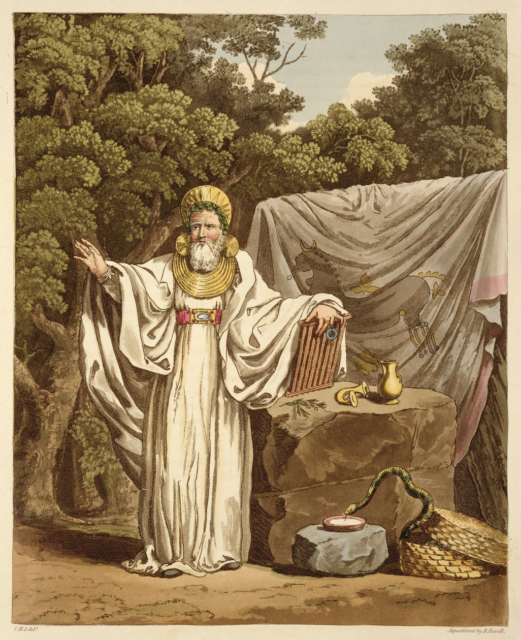 他的司法习惯中的Arch Druid，由Robert Havell（1769-1832）1815年刻（aquatint） 作者 查尔斯·汉密尔顿·史密斯