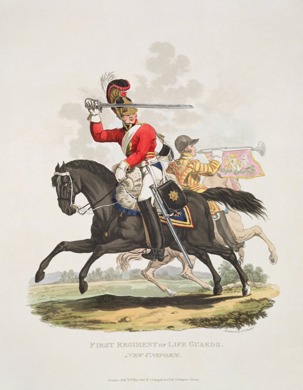 生命卫队的第一团，新制服，由Joseph Constantine Stadler雕刻，1815年（aquatint） 作者 查尔斯·汉密尔顿·史密斯