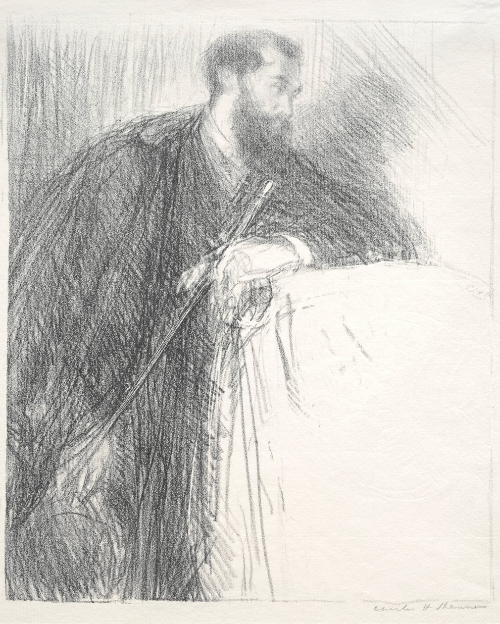 吕西安·皮萨罗（Lucien Pissarro），1895年。 作者 查尔斯·哈斯伍德·香农