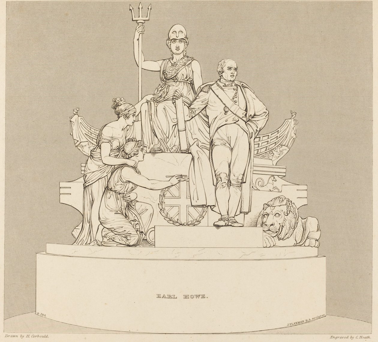 厄尔-豪纪念碑 作者 查尔斯·希思（Charles Heath），亨利·科博尔德（Henry Corbould），约翰·弗拉克斯曼（John Flaxman）