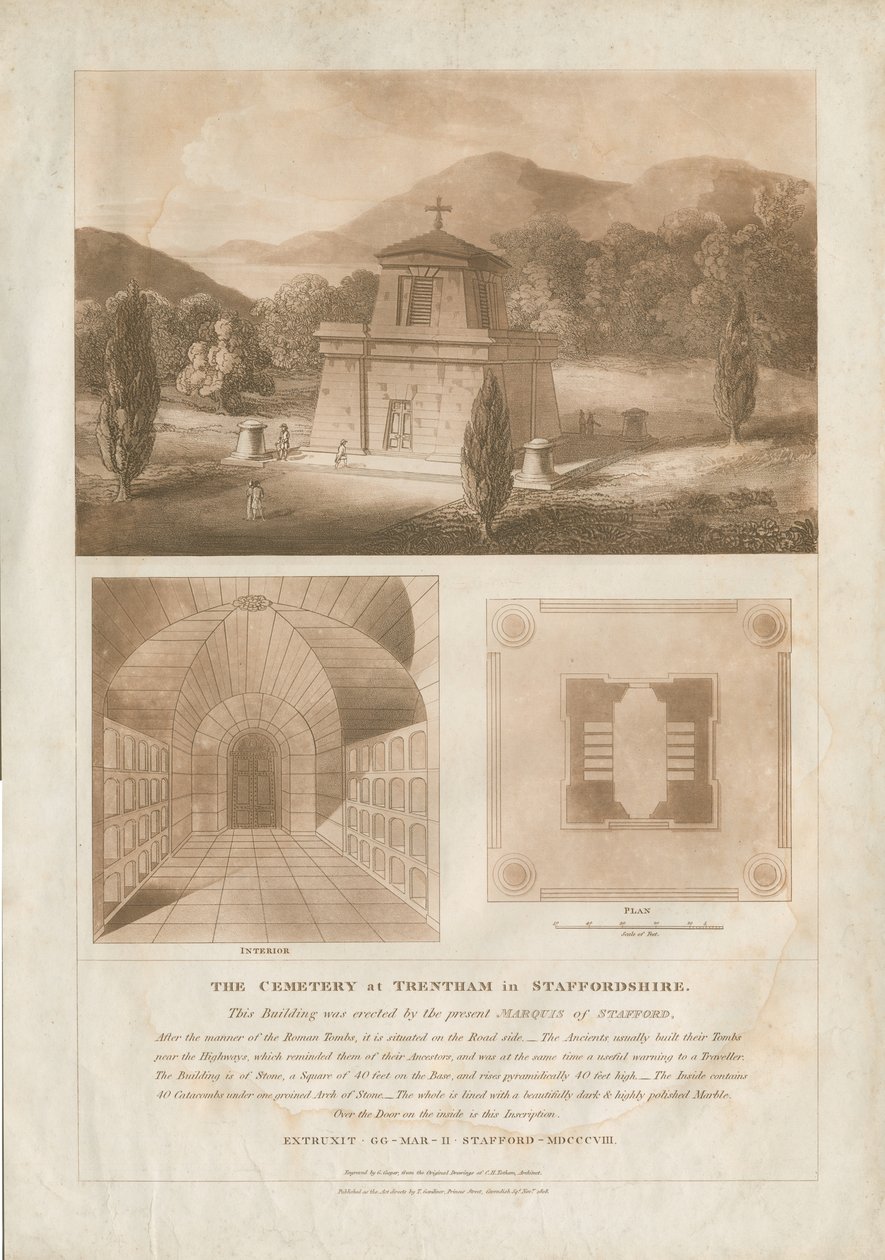 特伦特姆（Trentham）-陵墓：红棕色qua刻版画，编号[c 1808]（印刷） 作者 查尔斯·希思柯特·塔瑟姆（Charles Heathcote Tatham）