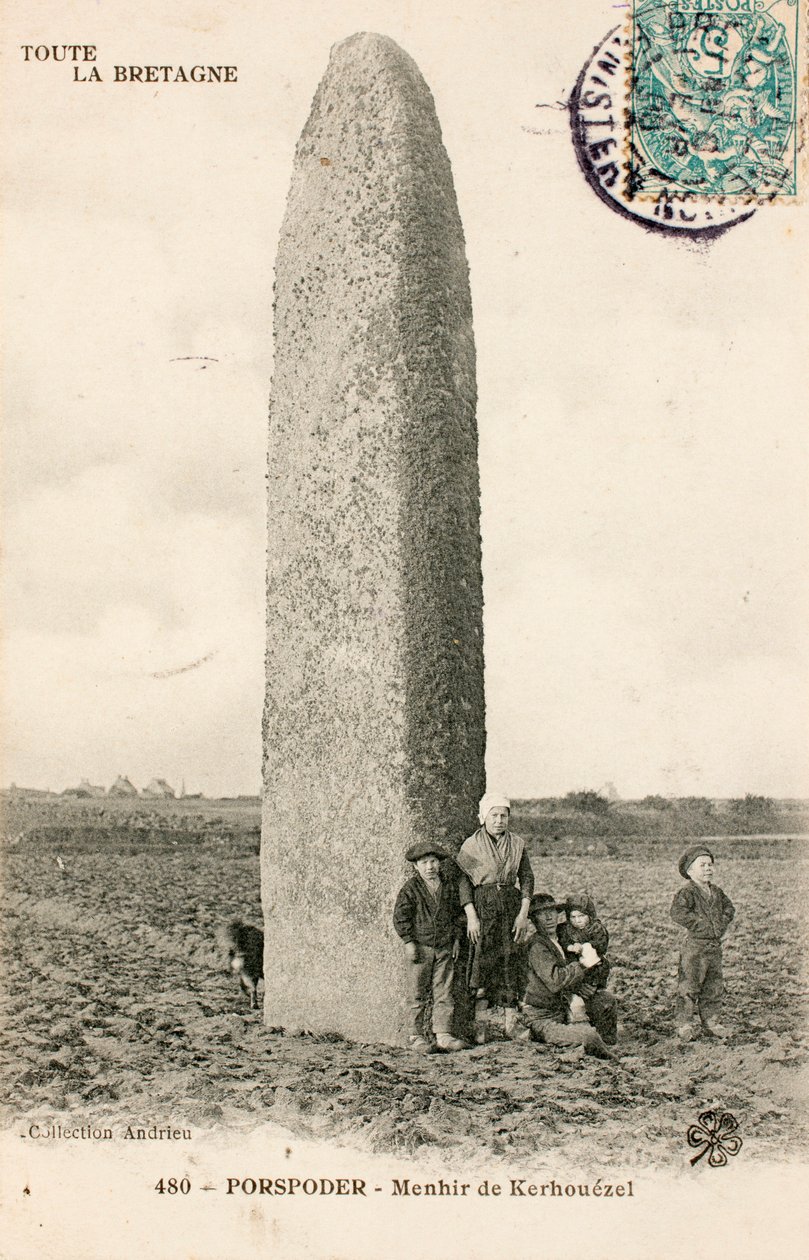 老明信片/Menhir de Kerhouezel/Porspoder/Finistere/Brittany/法国 作者 查尔斯·亨利·约瑟夫·莱克特