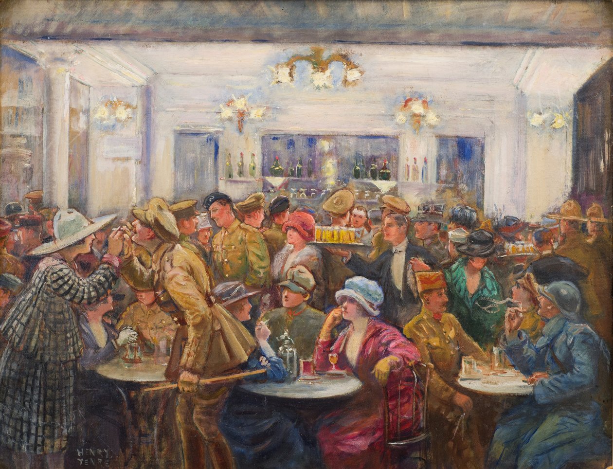 LAbreuvoir de LOlympia Pendant un Entracte，c.1918（油画布板） 作者 查尔斯·亨利·坦雷