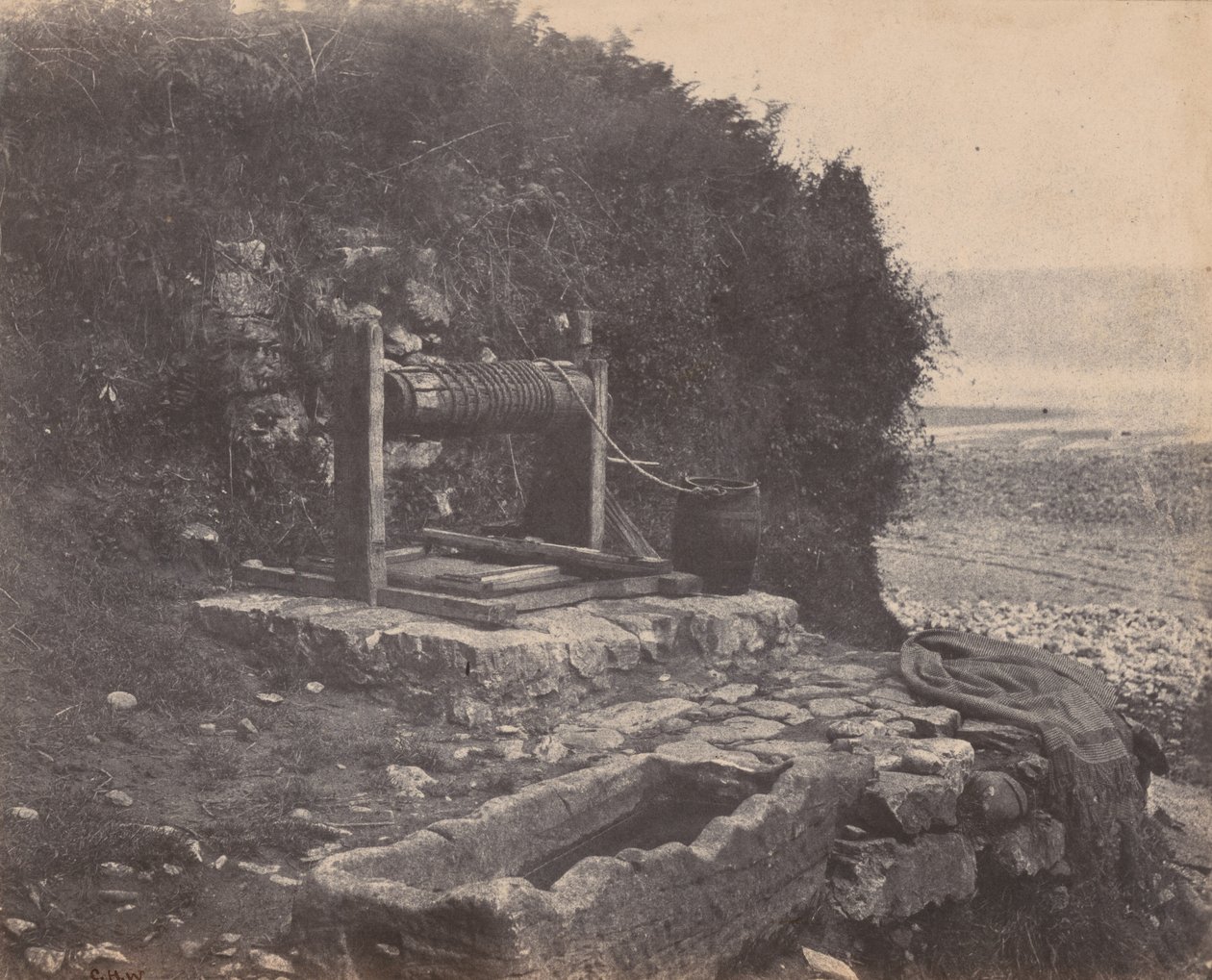 威尔士斯旺西兰兰湾海边的水井，约 1854 年（照片1854 年（照片） 作者 查尔斯·亨利·韦林