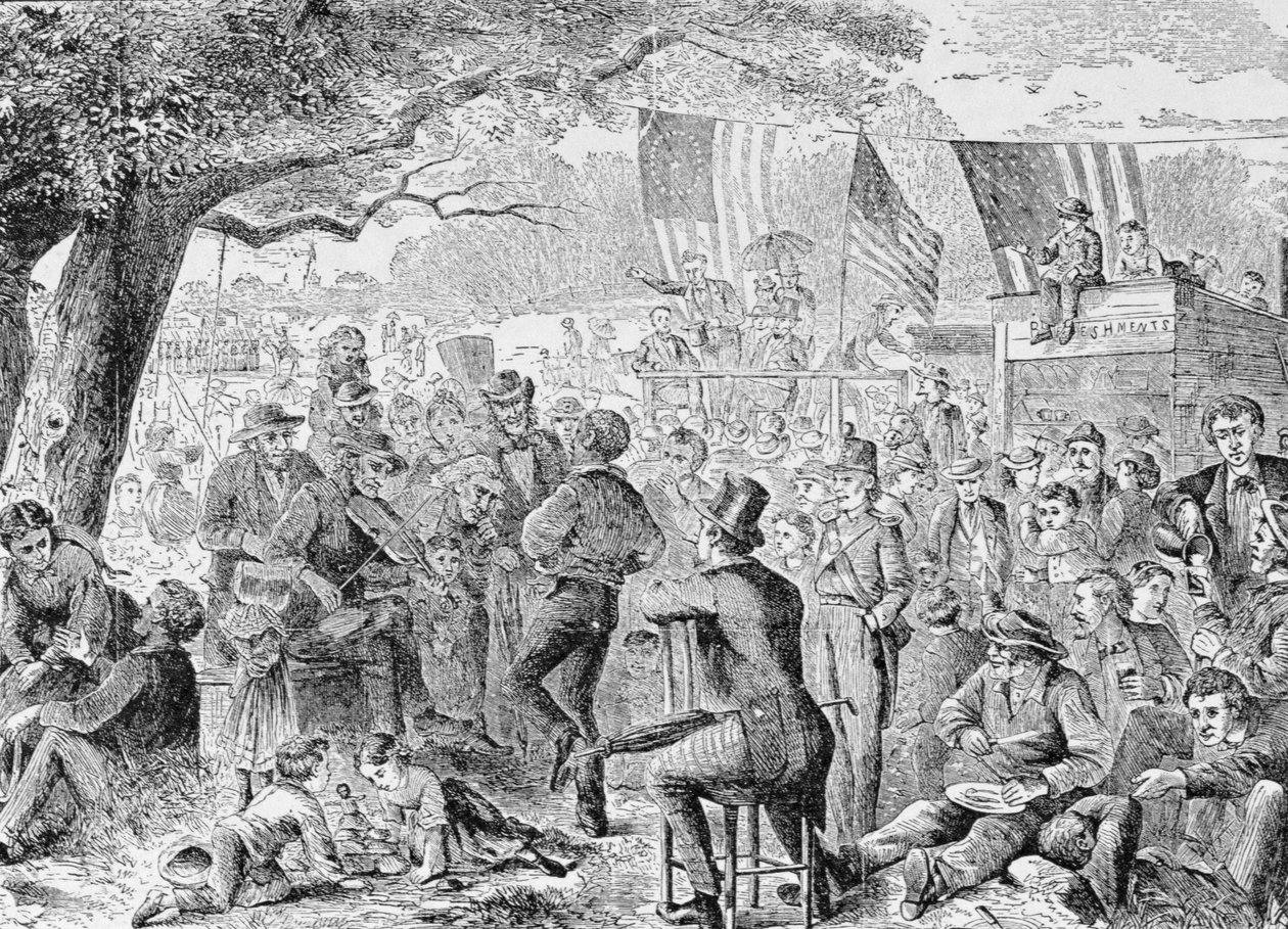 七月四日，来自&39;Harper&39;s Weekly&39;，1867年的插图，来自&39;The Pageant of America，Vol.3&39;，作者：Ralph Henry Gabriel，1926 作者 查尔斯·J·布什