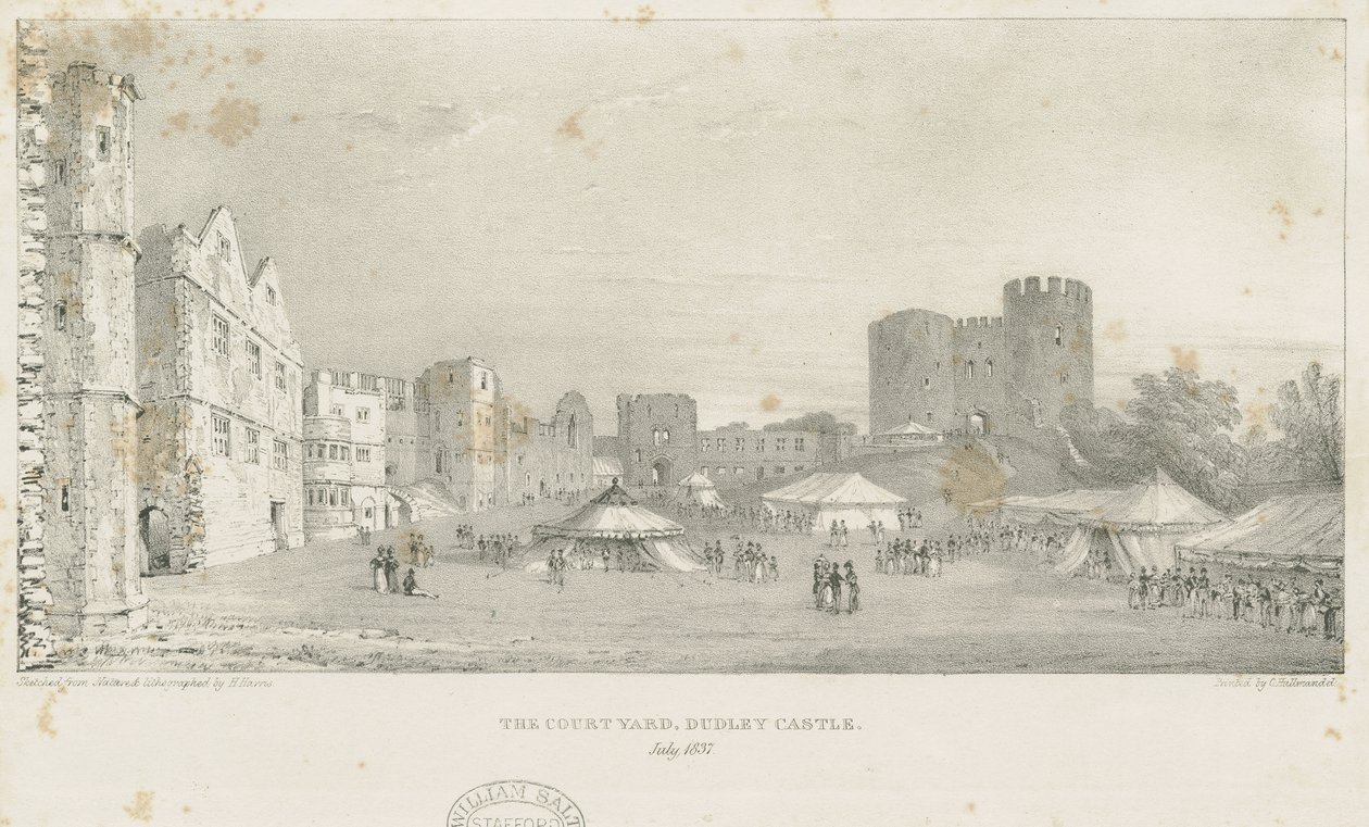 Dudley Castle - The Keep: lithograph, Jul 1837 (print) 作者 查尔斯·约瑟夫·赫尔曼德尔