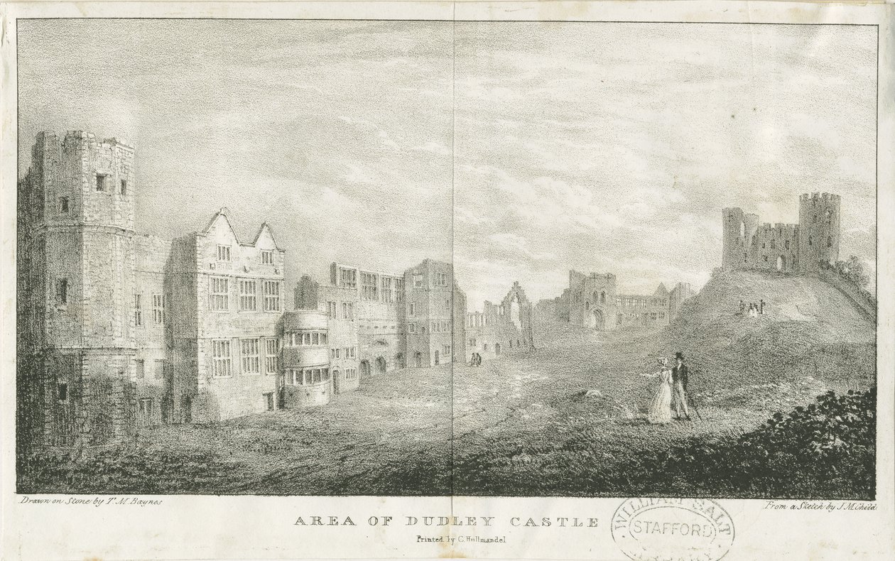 达德利城堡（Dudley Castle）-守望台：石版画，[[c 1825] 作者 查尔斯·约瑟夫·赫尔曼德尔