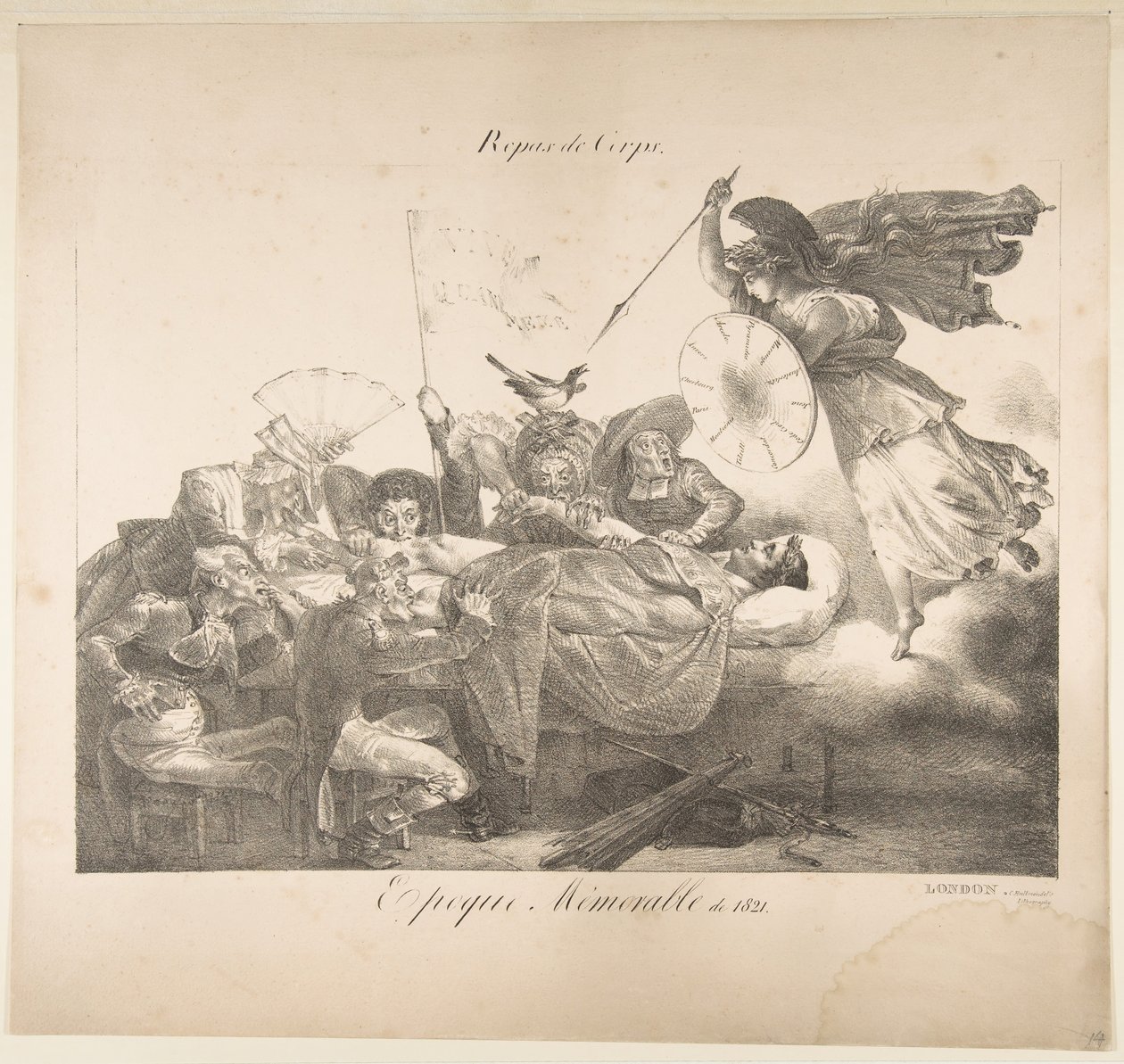 身体餐。 1821年，1821年的难忘时期 作者 查尔斯·约瑟夫·赫尔曼德尔