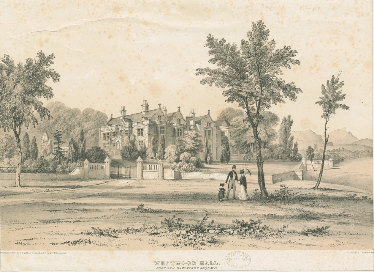Westwood Hall：有色石版画，编号[1832-1841] 作者 查尔斯·约瑟夫·赫尔曼德尔