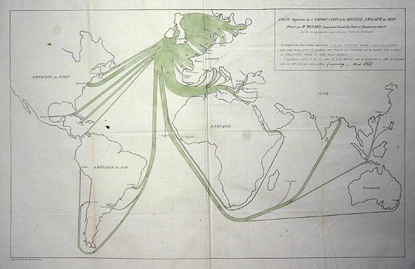 显示1850年不列颠群岛煤炭出口的地图 作者 查尔斯·约瑟夫·米纳德