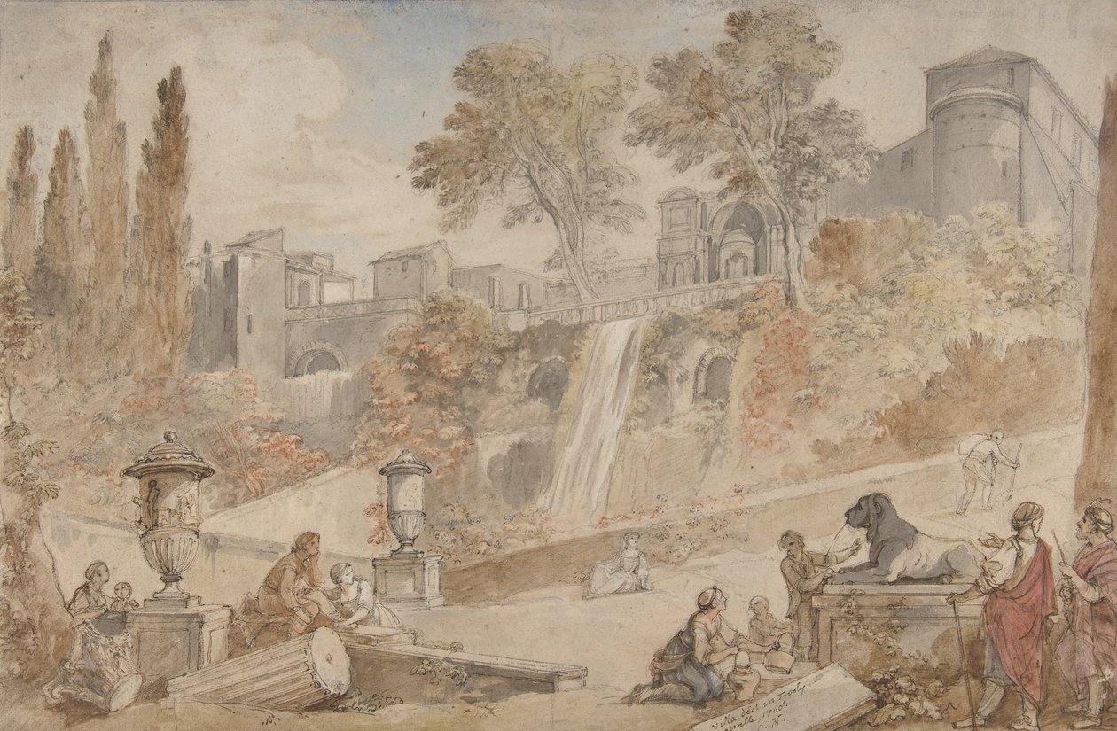 蒂沃利的埃斯特别墅的花园，1760年。 作者 查尔斯·约瑟夫·纳托尔