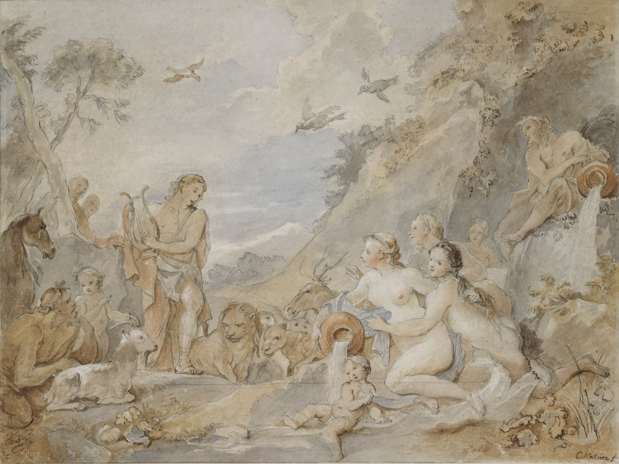 Orpheus Charming the Nymphs, Dryads, and Animals, 1757. 作者 查尔斯·约瑟夫·纳托尔