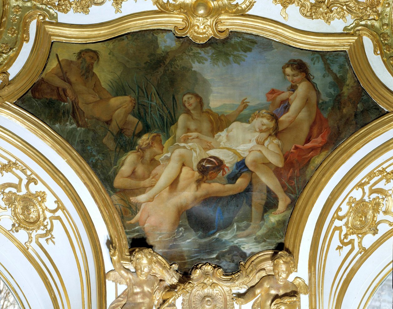 The Nymphs Withdrawing the Body of Psyche 天花板绘画查尔斯·约瑟夫·纳图尔 (Charles-Joseph Natoire 作者 查尔斯·约瑟夫·纳托尔