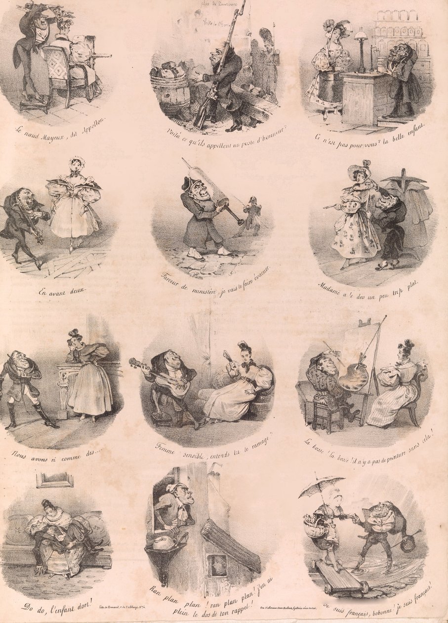 十二幅讽刺小品 Le Charivari，1832年12月10日，1832年12月1日。 作者 查尔斯·约瑟夫·特拉维斯·德·维勒斯
