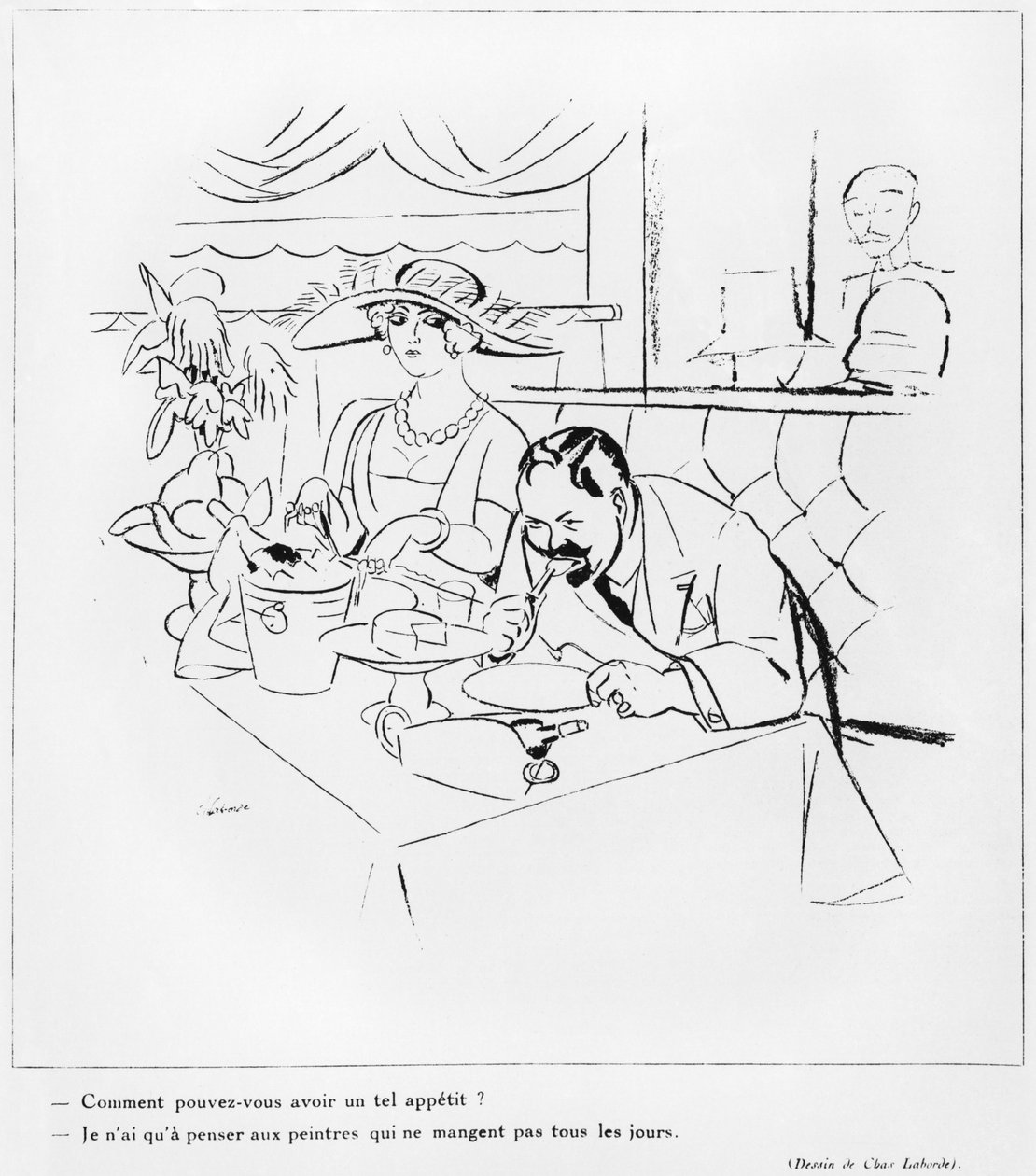 吃，插图来自&39;艺术之爱&39;，1925年 作者 查尔斯·拉伯德