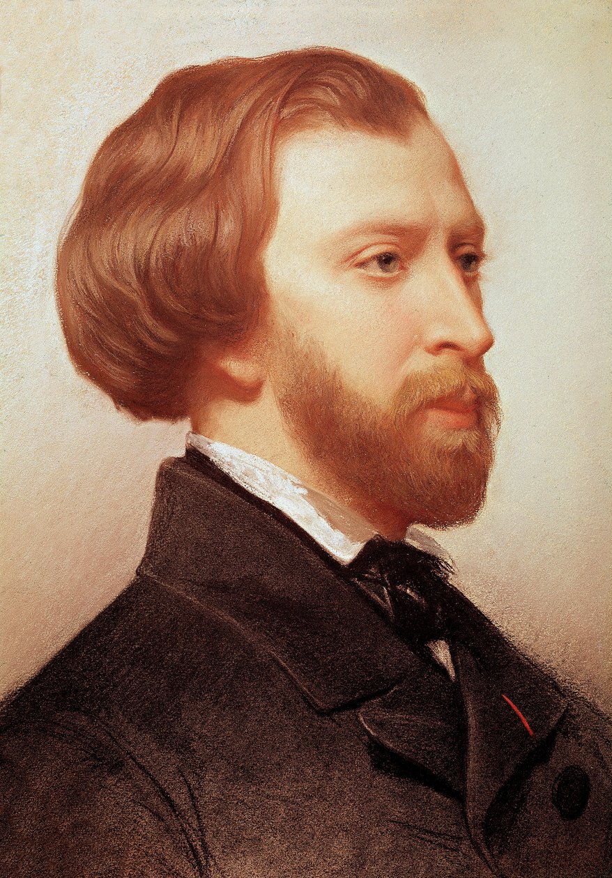 阿尔弗雷德·德·缪塞 (1810-1857) 的肖像 法国诗人 Charles Landelle 的画作 (1812-1908) 作者 查尔斯·兰德尔