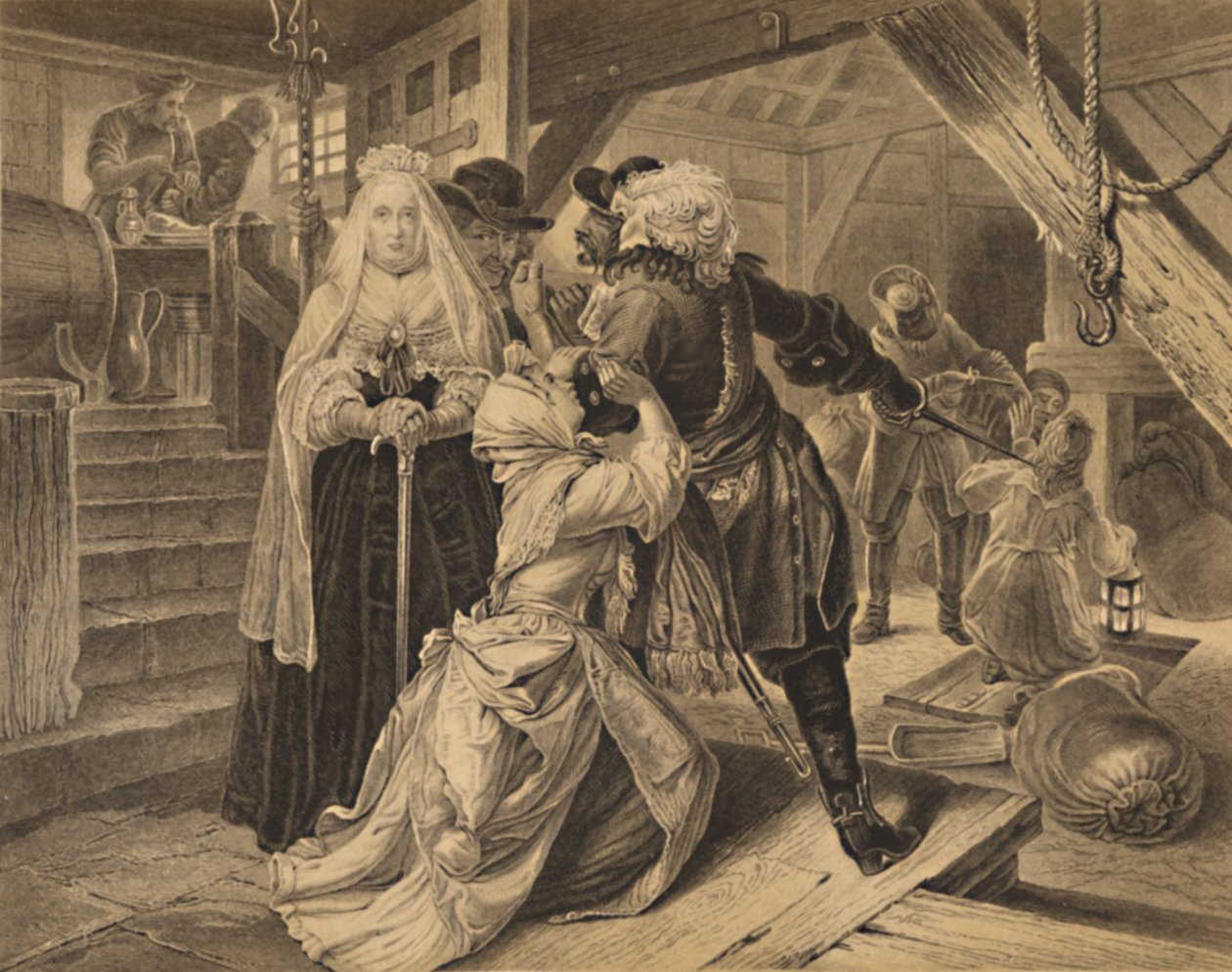 爱丽丝·莱尔（Alice Lisle）因躲避塞奇穆尔战役中的逃犯而被捕，1685年，1886年 作者 查尔斯·劳里