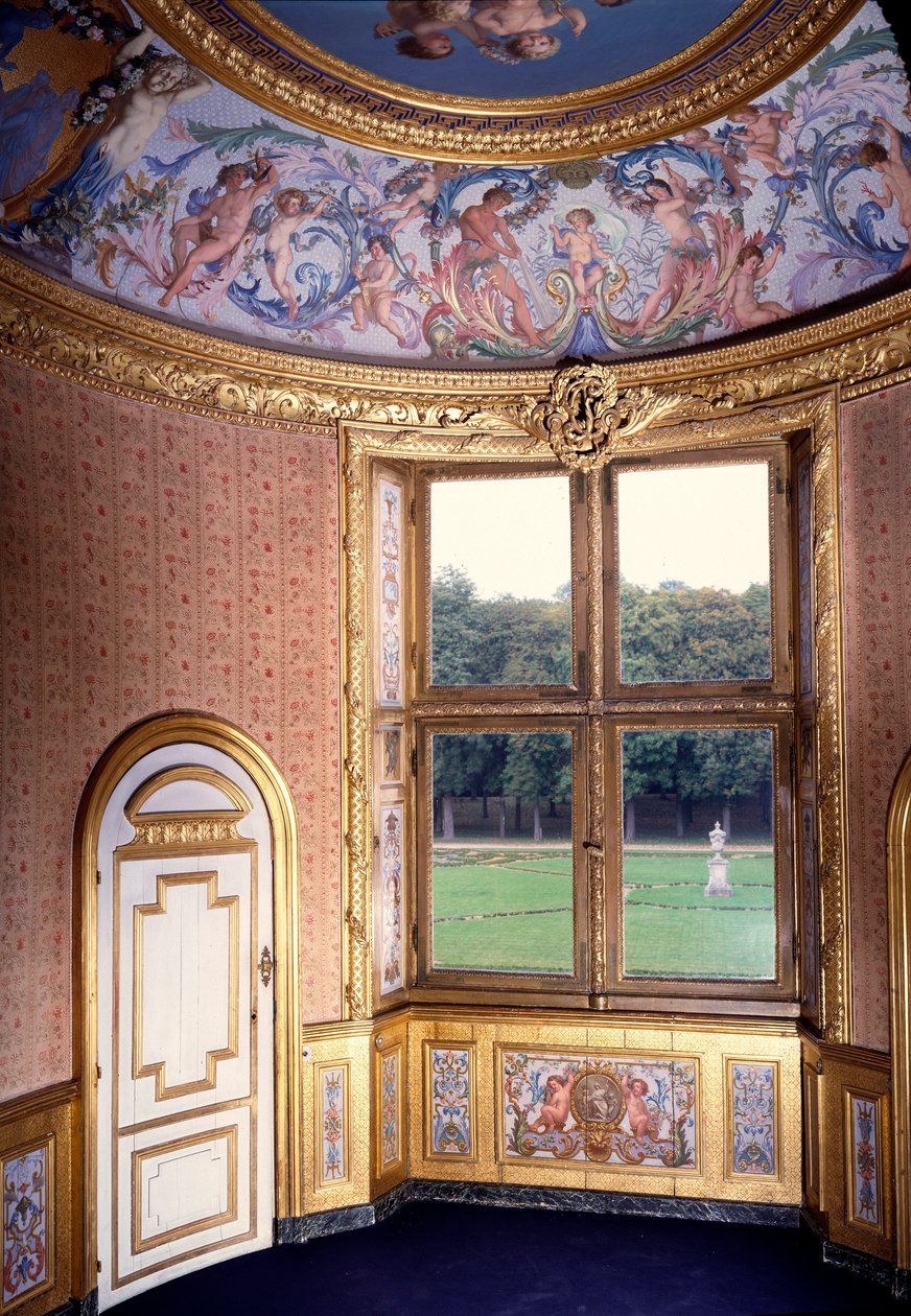 Chateau de Vaux Le Visomte (Vaux-Le-Vicomte) 的浴室。 查尔斯·勒布伦 (Le Brun) 的绘画 (1619-1690) 作者 查尔斯·勒布朗