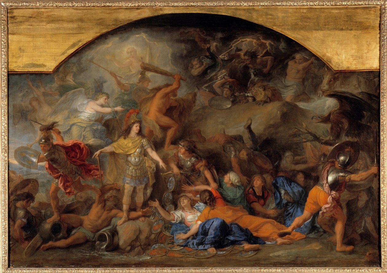 荷兰战争（1672-1679）：“法兰什孔德于 1674 年第二次征服”查尔斯·勒布伦（Le Brun）（1619-1690）17 世纪太阳作画。 0,93x1,4 m 作者 查尔斯·勒布朗