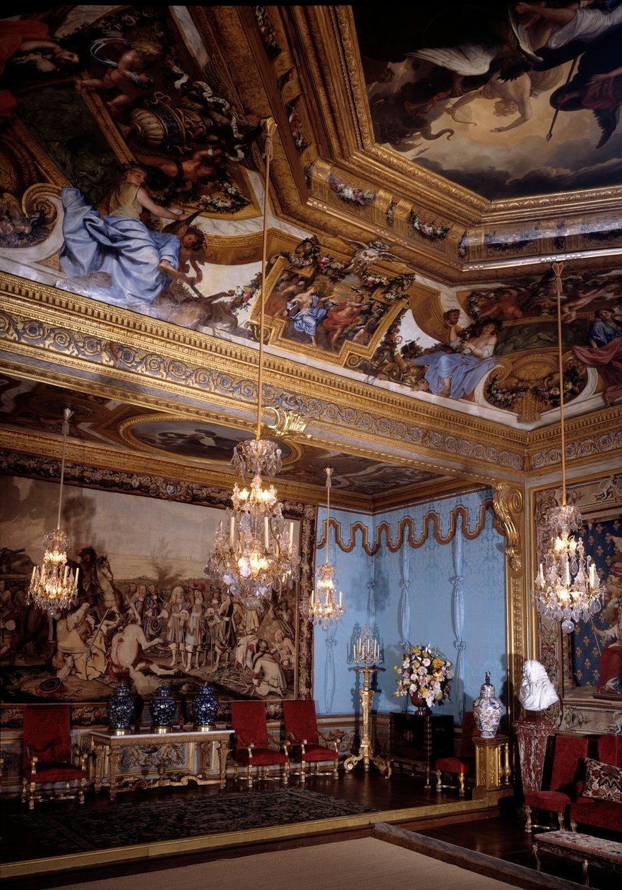 缪斯沙龙，Vaux Le Visomte (Vaux-Le-Vicomte) 城堡。 查尔斯·勒布伦 (Le Brun) 的装饰 (1619-1690) 作者 查尔斯·勒布朗