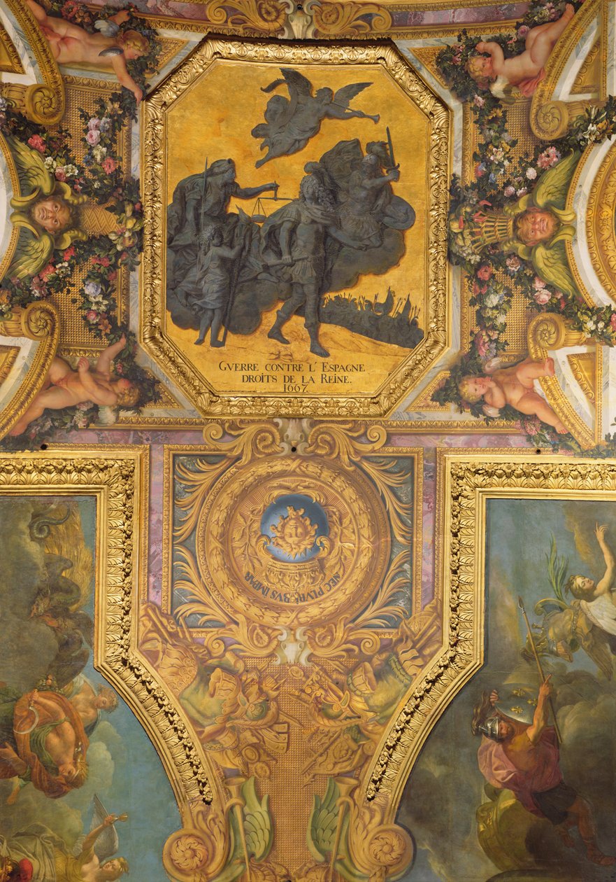 1667年的女王权利战争，Galerie des Glaces的天花板画 作者 查尔斯·勒布朗