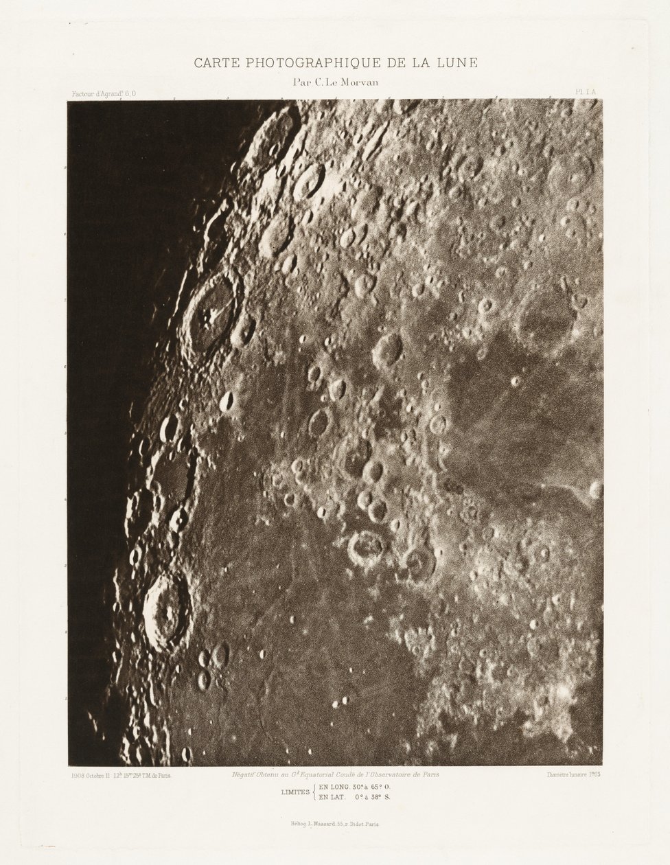 Carte photographique de la lune, planche I.A（月球摄影图，图版 I.A），10 月 11 日 作者 查尔斯·勒莫万